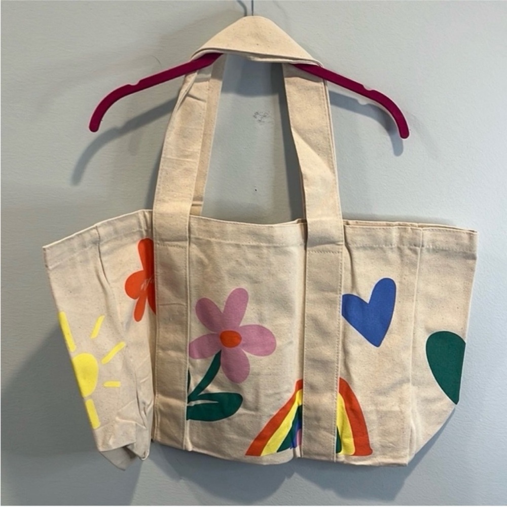 NWT Mayfair You Deserve To Be Happy Canvas Tote - Picture 3 of 5